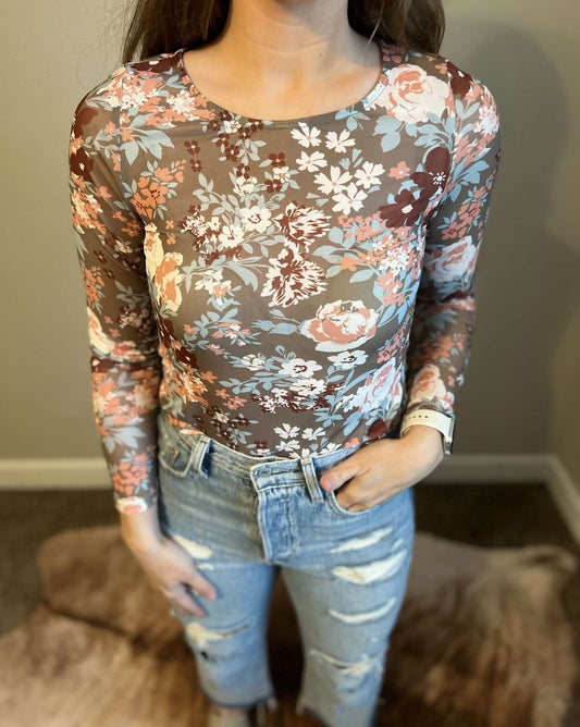 floral mesh top